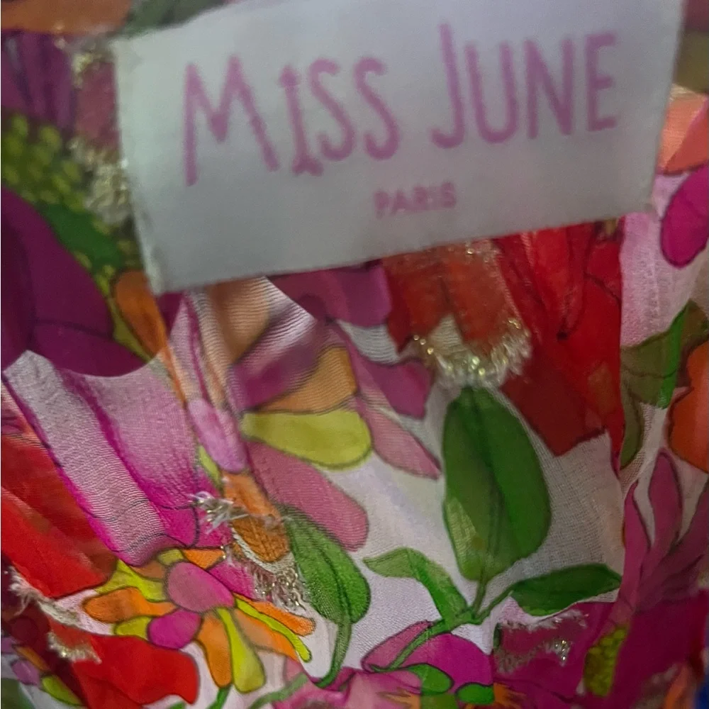 Miss June Paris floral v-neck midi dress OS - Picture 6 of 6
